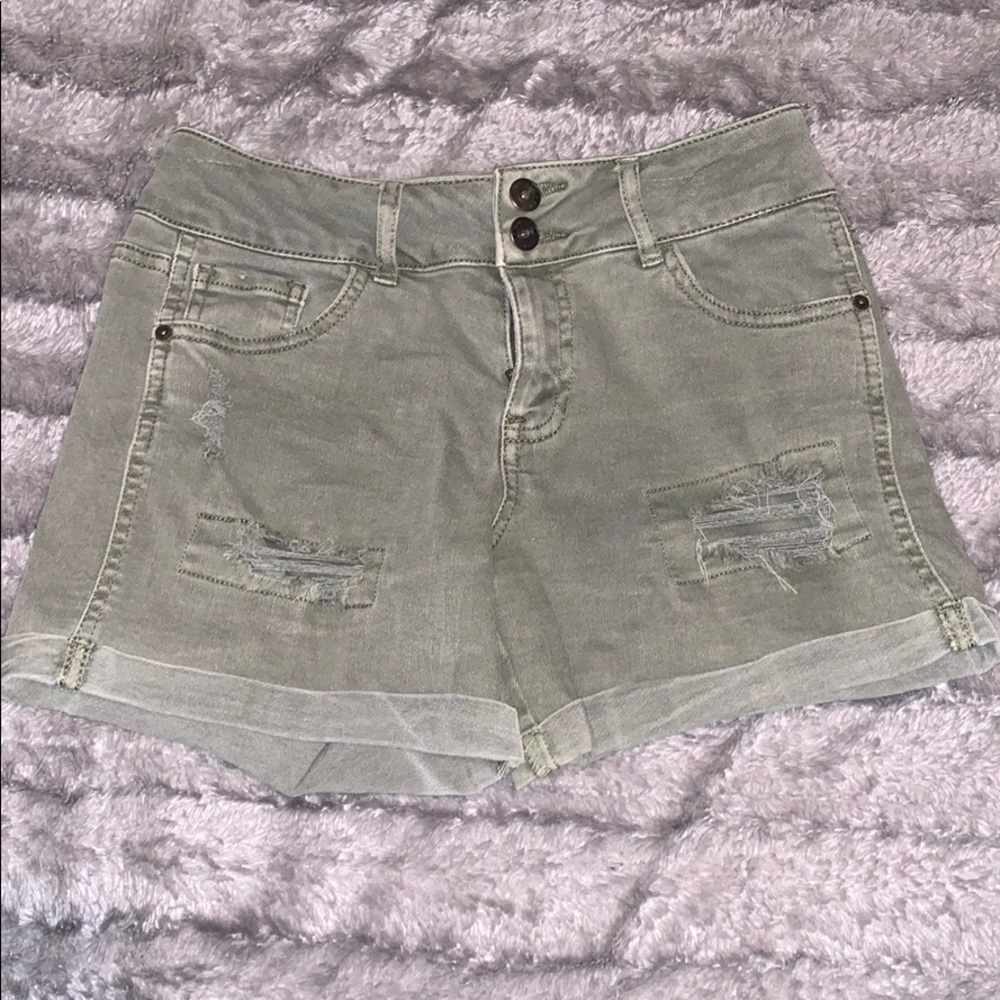 Army green jean shorts